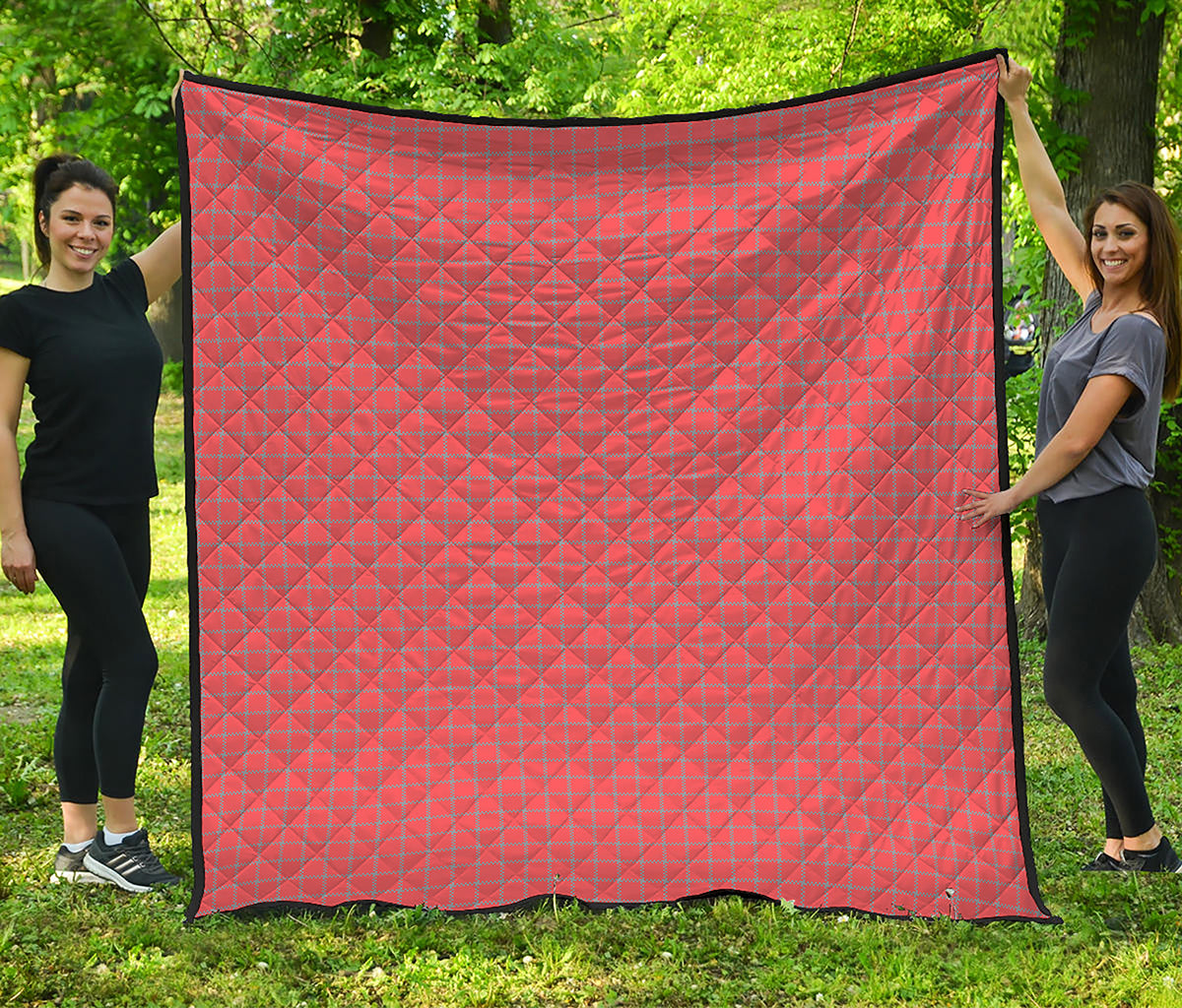 Pastel Red And Grey Tattersall Print Quilt