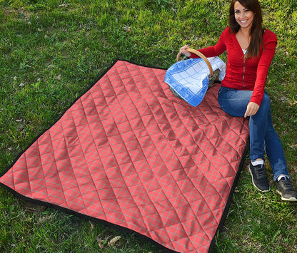 Pastel Red And Grey Tattersall Print Quilt