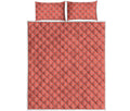Pastel Red And Grey Tattersall Print Quilt Bed Set