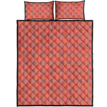 Pastel Red And Grey Tattersall Print Quilt Bed Set