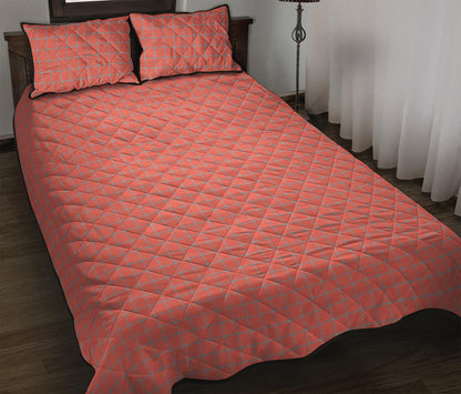 Pastel Red And Grey Tattersall Print Quilt Bed Set