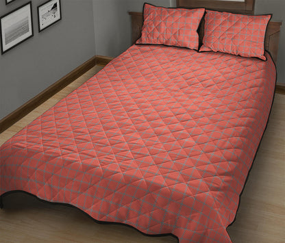 Pastel Red And Grey Tattersall Print Quilt Bed Set