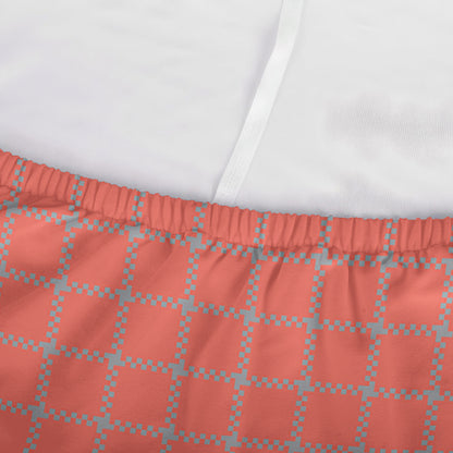 Pastel Red And Grey Tattersall Print Sofa Cover