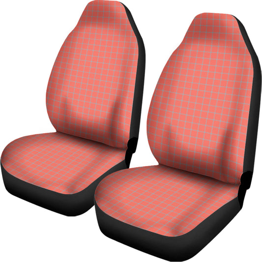 Pastel Red And Grey Tattersall Print Universal Fit Car Seat Covers