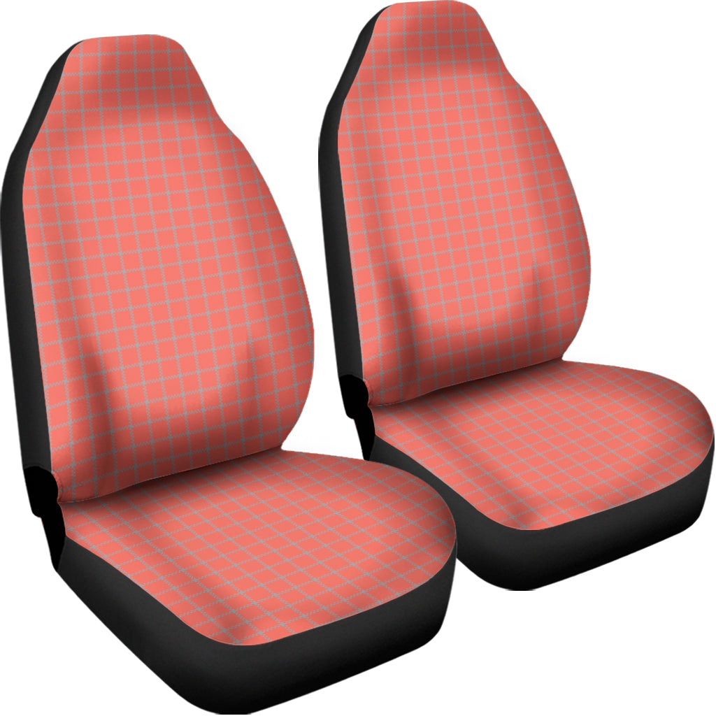 Pastel Red And Grey Tattersall Print Universal Fit Car Seat Covers