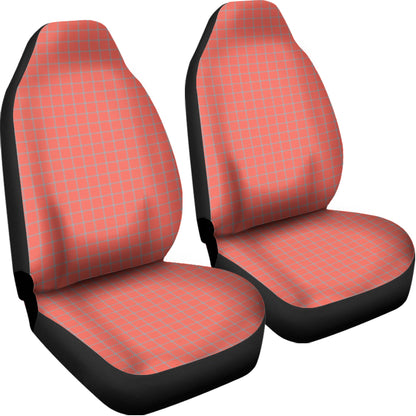Pastel Red And Grey Tattersall Print Universal Fit Car Seat Covers