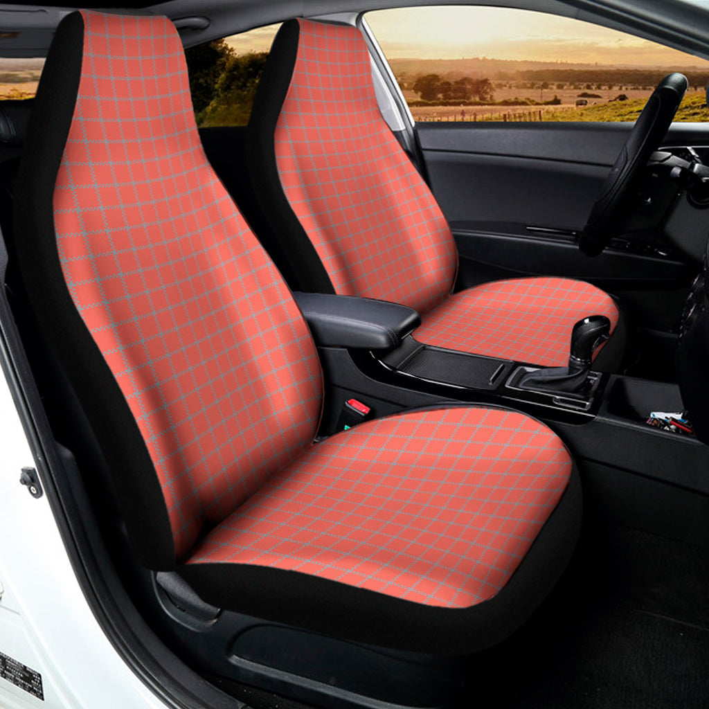 Pastel Red And Grey Tattersall Print Universal Fit Car Seat Covers