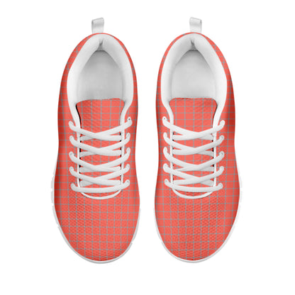Pastel Red And Grey Tattersall Print White Sneakers