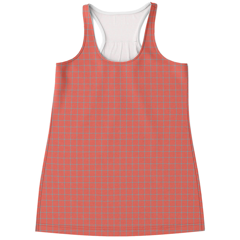 Pastel Red And Grey Tattersall Print Women's Racerback Tank Top