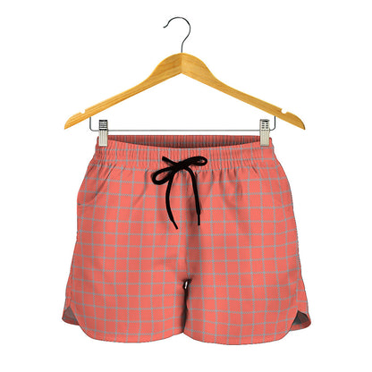 Pastel Red And Grey Tattersall Print Women's Shorts