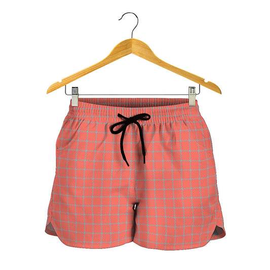 Pastel Red And Grey Tattersall Print Women's Shorts