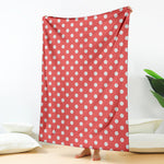 Pastel Red And White Polka Dot Print Blanket