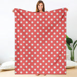 Pastel Red And White Polka Dot Print Blanket