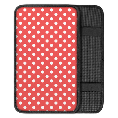 Pastel Red And White Polka Dot Print Car Center Console Cover