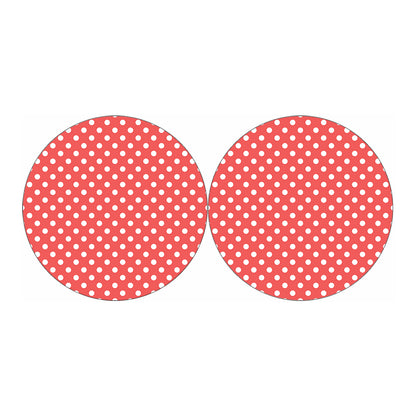 Pastel Red And White Polka Dot Print Car Coasters
