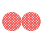 Pastel Red And White Polka Dot Print Car Coasters