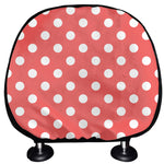 Pastel Red And White Polka Dot Print Car Headrest Covers