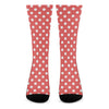 Pastel Red And White Polka Dot Print Crew Socks