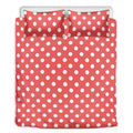 Pastel Red And White Polka Dot Print Duvet Cover Bedding Set