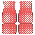 Pastel Red And White Polka Dot Print Front and Back Car Floor Mats