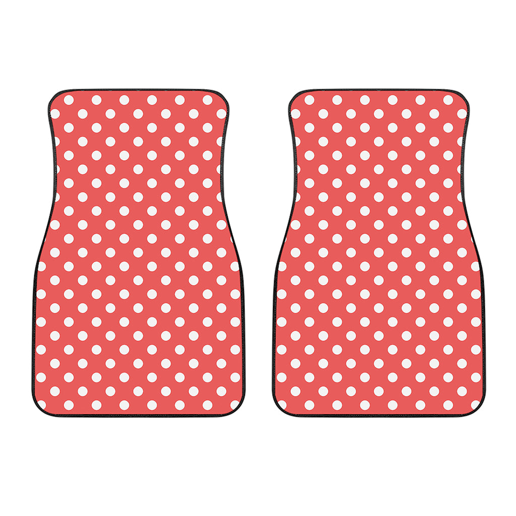 Pastel Red And White Polka Dot Print Front Car Floor Mats