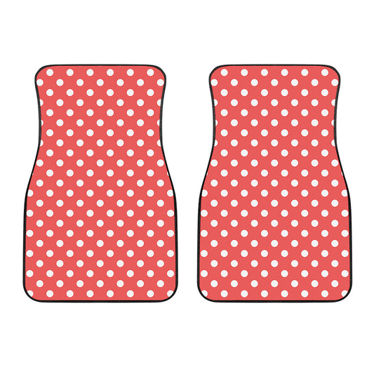 Pastel Red And White Polka Dot Print Front Car Floor Mats