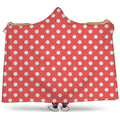 Pastel Red And White Polka Dot Print Hooded Blanket
