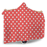 Pastel Red And White Polka Dot Print Hooded Blanket