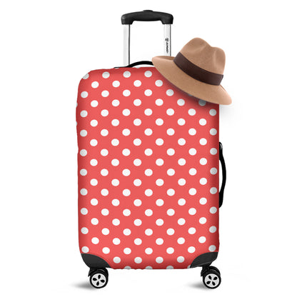 Pastel Red And White Polka Dot Print Luggage Cover
