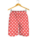 Pastel Red And White Polka Dot Print Men's Shorts