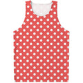 Pastel Red And White Polka Dot Print Men's Tank Top