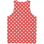 Pastel Red And White Polka Dot Print Men's Tank Top