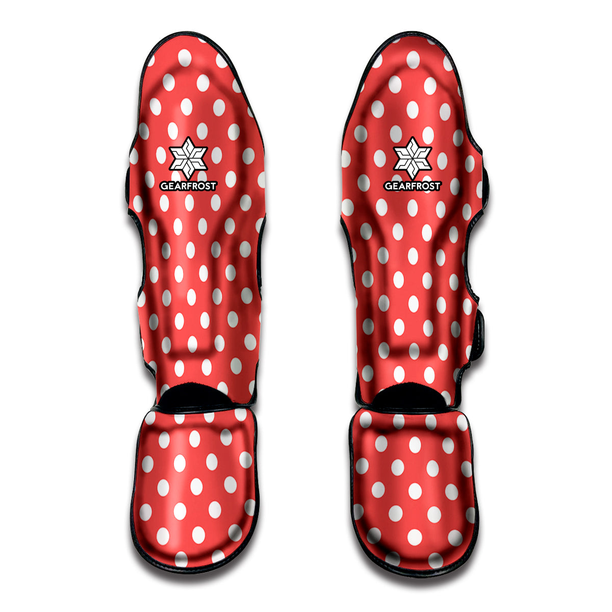 Pastel Red And White Polka Dot Print Muay Thai Shin Guard