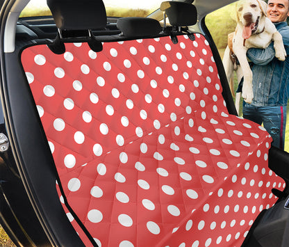 Pastel Red And White Polka Dot Print Pet Car Back Seat Cover
