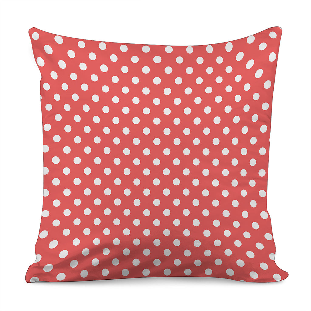 Pastel Red And White Polka Dot Print Pillow Cover