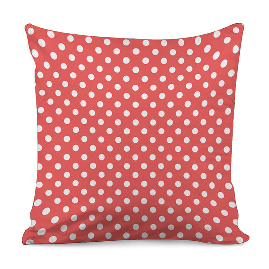 Pastel Red And White Polka Dot Print Pillow Cover