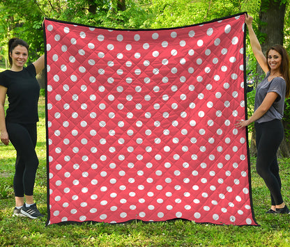 Pastel Red And White Polka Dot Print Quilt