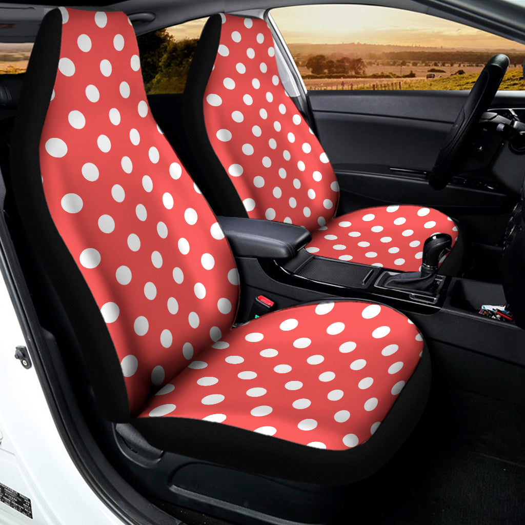 Pastel Red And White Polka Dot Print Universal Fit Car Seat Covers