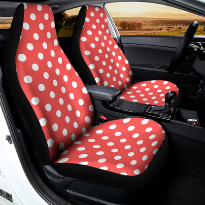 Pastel Red And White Polka Dot Print Universal Fit Car Seat Covers