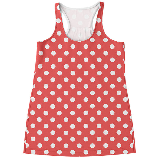Pastel Red And White Polka Dot Print Women's Racerback Tank Top