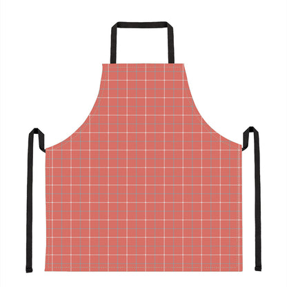 Pastel Red Tattersall Pattern Print Apron