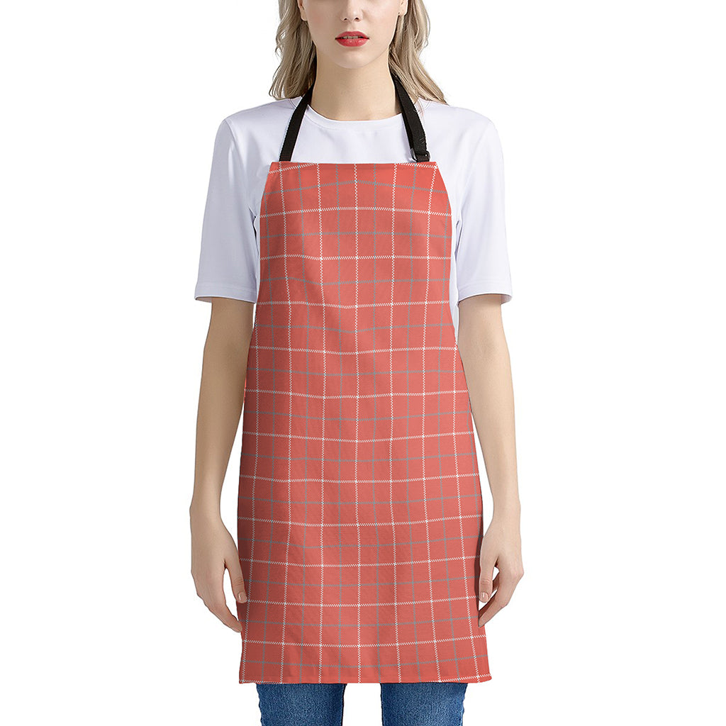 Pastel Red Tattersall Pattern Print Apron
