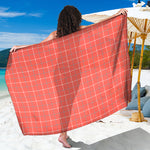 Pastel Red Tattersall Pattern Print Beach Sarong Wrap