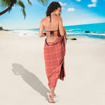 Pastel Red Tattersall Pattern Print Beach Sarong Wrap
