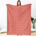 Pastel Red Tattersall Pattern Print Blanket
