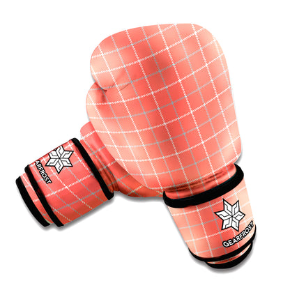 Pastel Red Tattersall Pattern Print Boxing Gloves