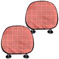 Pastel Red Tattersall Pattern Print Car Headrest Covers