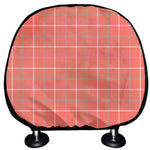 Pastel Red Tattersall Pattern Print Car Headrest Covers