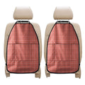 Pastel Red Tattersall Pattern Print Car Seat Organizers