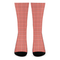 Pastel Red Tattersall Pattern Print Crew Socks